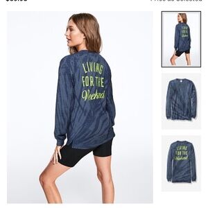 Vs Pink BLING CAMPUS LONG SLEEVE RINGER TEE